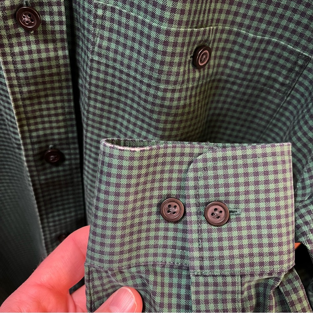 Men’s Orvis Checkered Button Down Green/Blue Medium - Picture 4 of 7